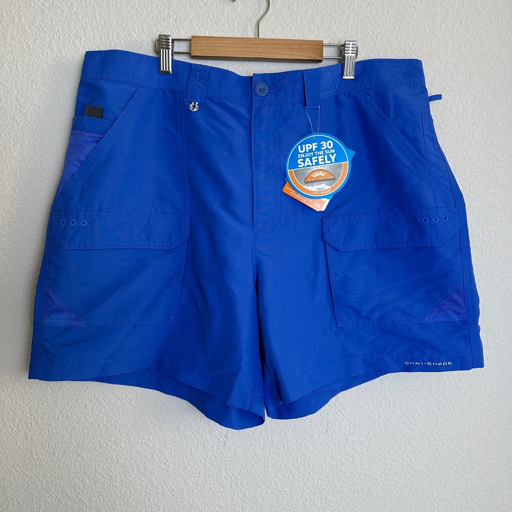 Columbia PFG Permit II Fishing‎ Shorts Mens Size 40 Blue Omni-Shade UPF 30